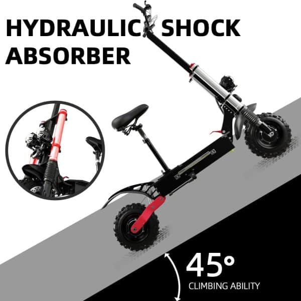 Jophyx X60 Electric Scooter with 11” Off-Road Tires, 5600W Dual Motor Up to 50MPH High Speed & 60 Miles Max Range, Hydraulic Shock Absorption, Disc Brakes + EABS, Performance Electric Scooter Adults
