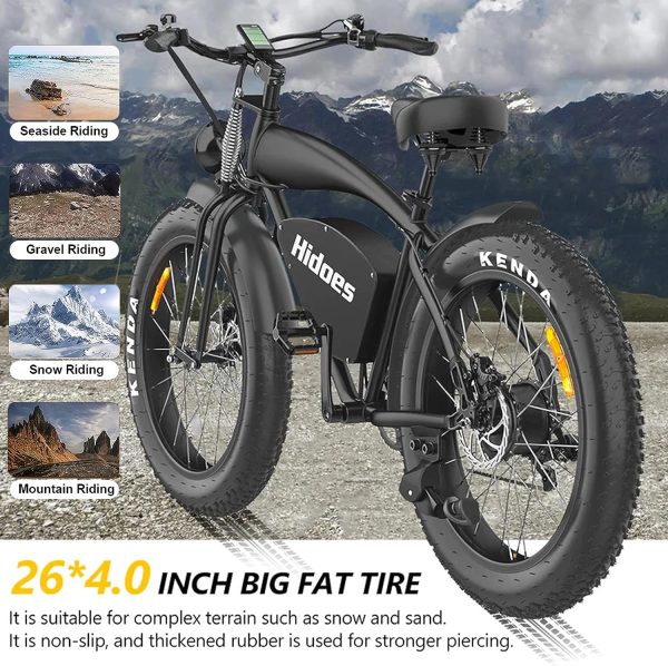 1200W Electric Bike for Adults, 26" Fat Tire Ebike with 48V 17.5AH Battery, 37MPH Electric Commuter City Cruiser Bicycle for Women and Men Trail Riding